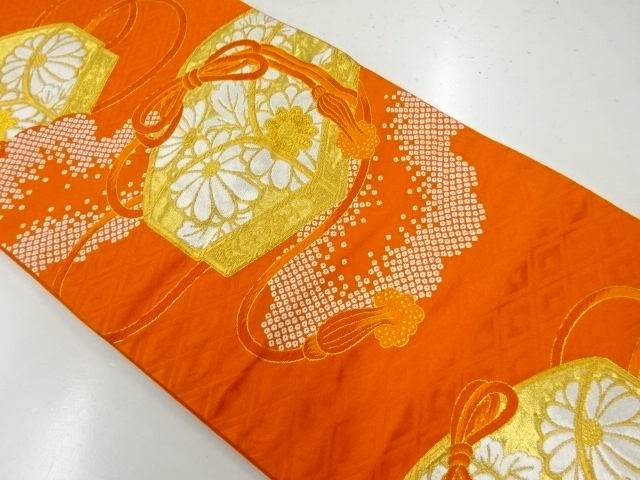 JAPANESE KIMONO / VINTAGE FUKURO OBI / WOVEN KIKU